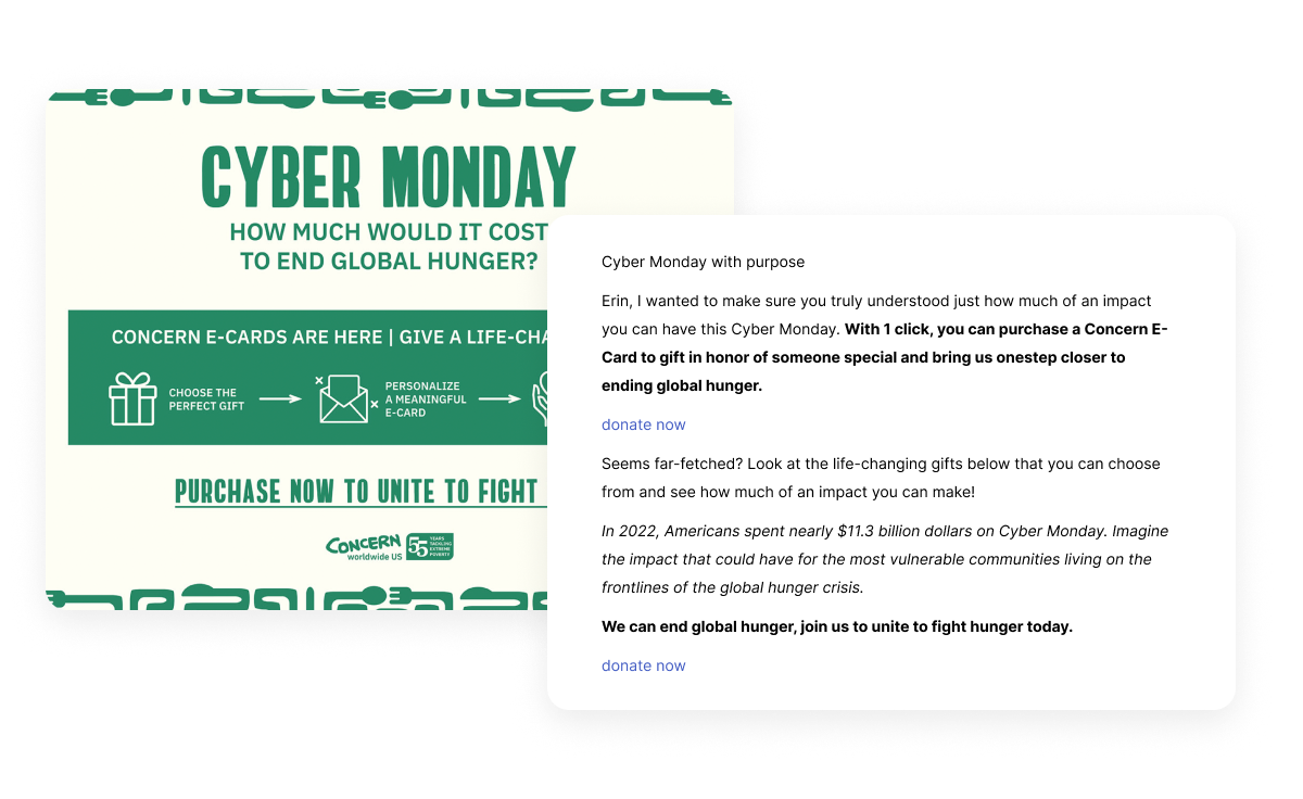 Concern Worldwide Giving Tuesday email example