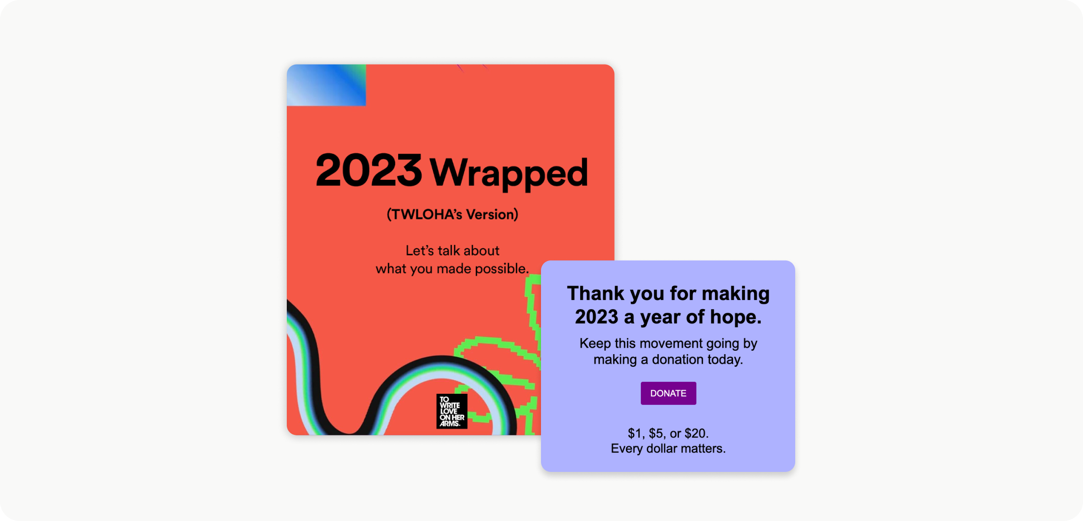 TWLOHA year-end thank-you message example