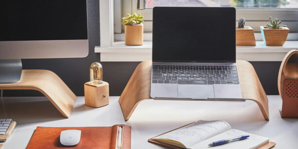 Laptop sitting on a desk